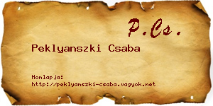 Peklyanszki Csaba névjegykártya